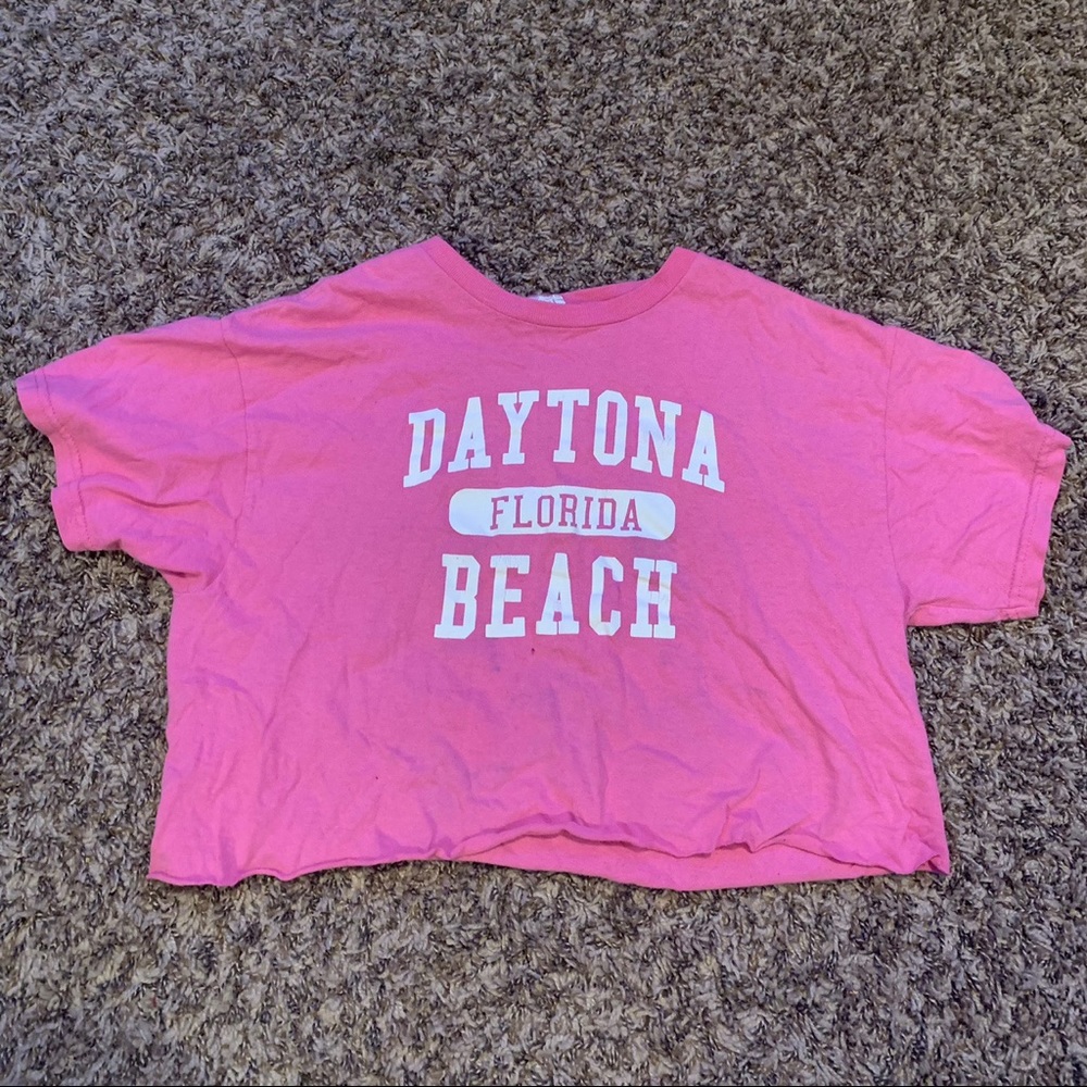 cropped pink daytona beach florida t-shirt